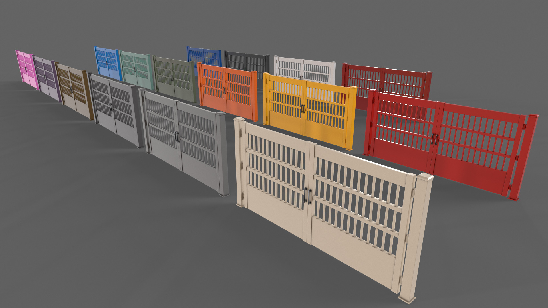 PBR Metal Gate C5 Low-poly 3D model_6