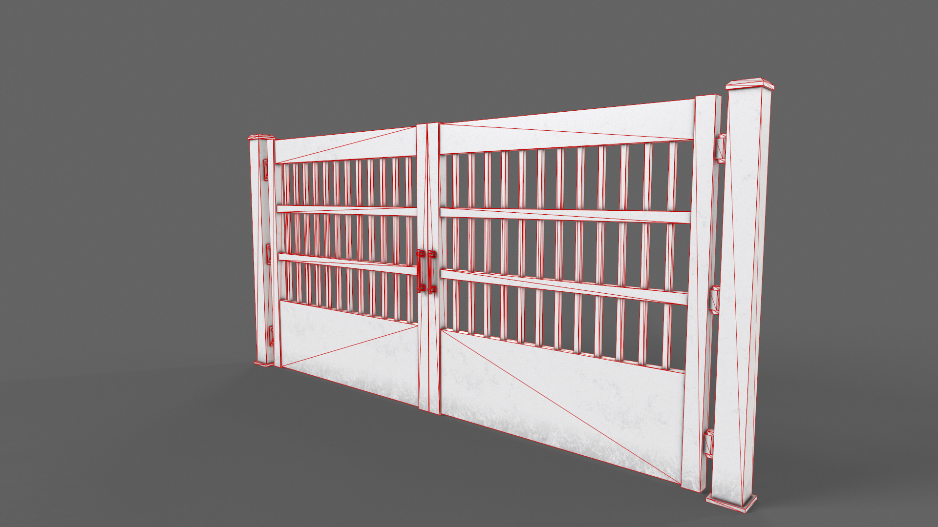 PBR Metal Gate C5 Low-poly 3D model_15