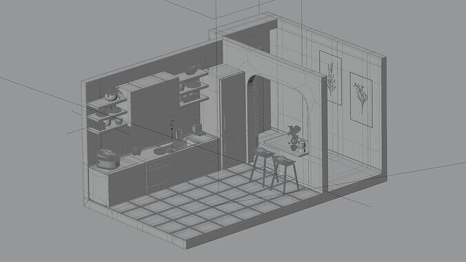 Kitchen isometric 3D model 6
