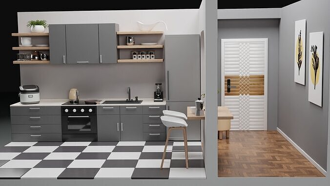 Kitchen isometric 3D model 3