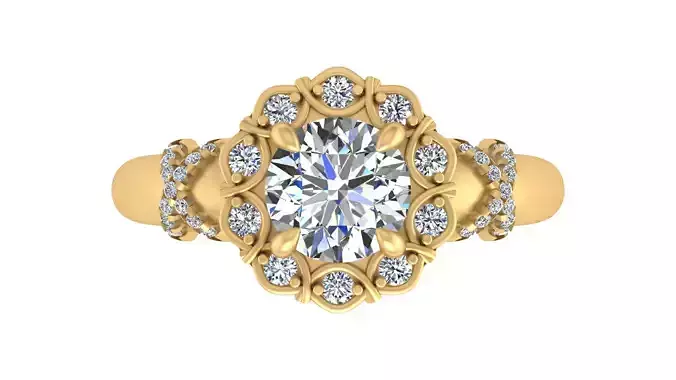  Floral Halo Infinity Twist Diamond Ring