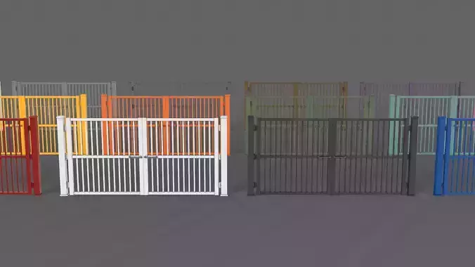 PBR Metal Gate C6 Low-poly 3D model