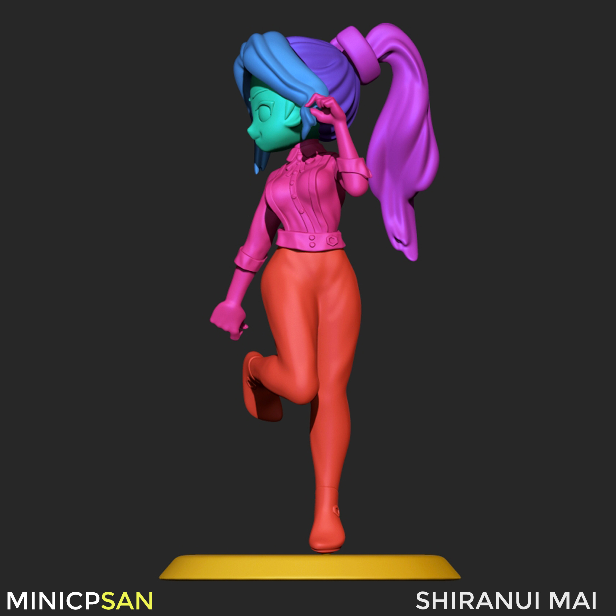 Shiranui Mai - Cute Bartender Outfit - The King of Fighters 3D print model_9