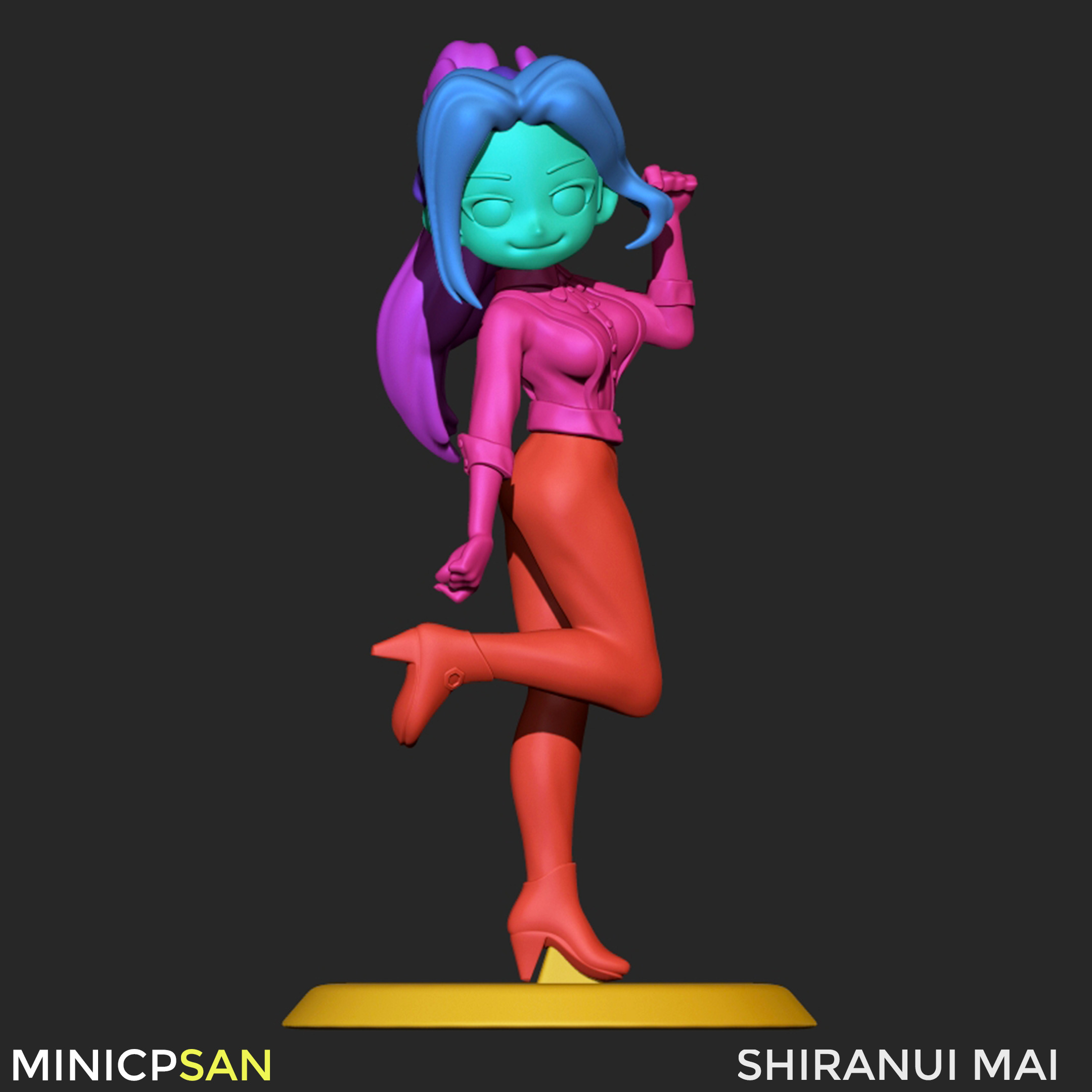 Shiranui Mai - Cute Bartender Outfit - The King of Fighters 3D print model_8