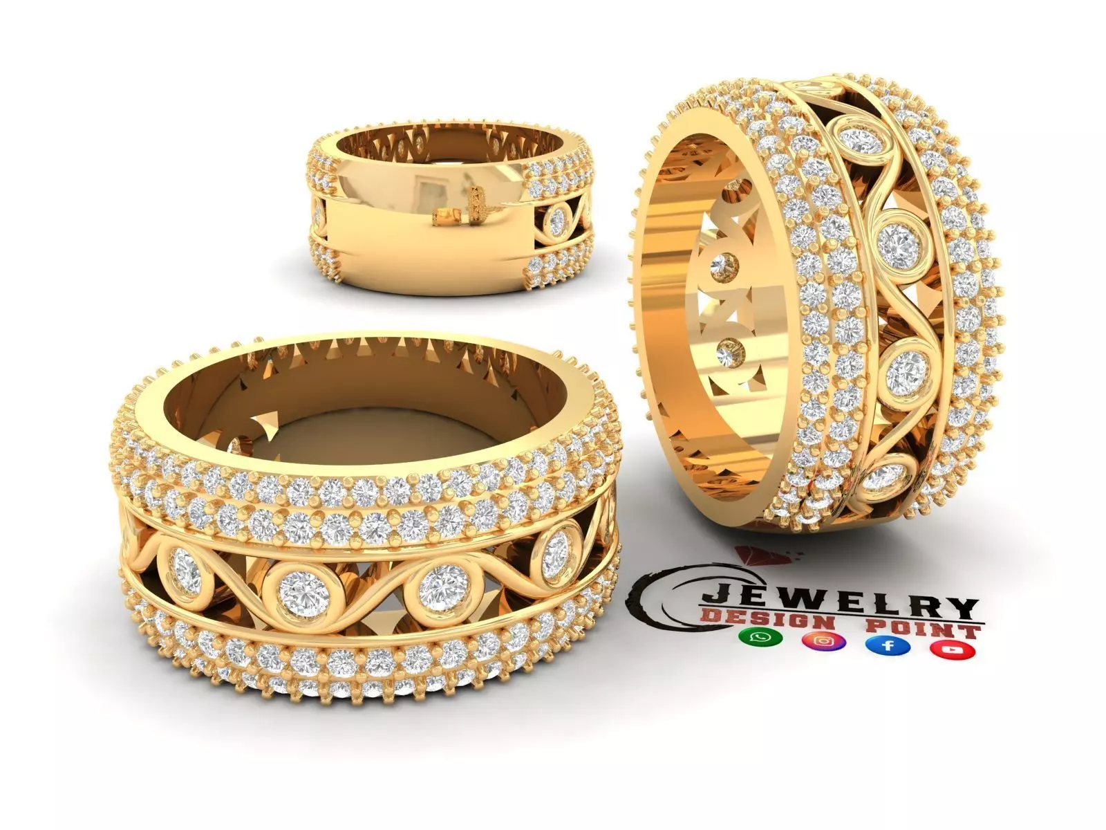 Custom Bling Besel Setting Diamond Ring - Eternity ring 3D print model_0