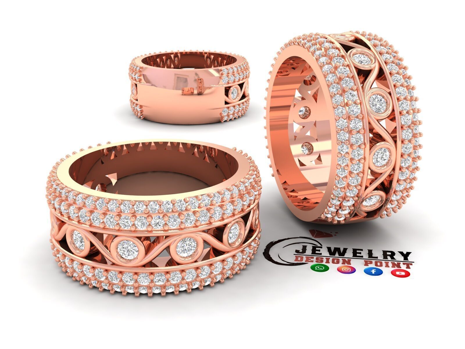 Custom Bling Besel Setting Diamond Ring - Eternity ring 3D print model_4