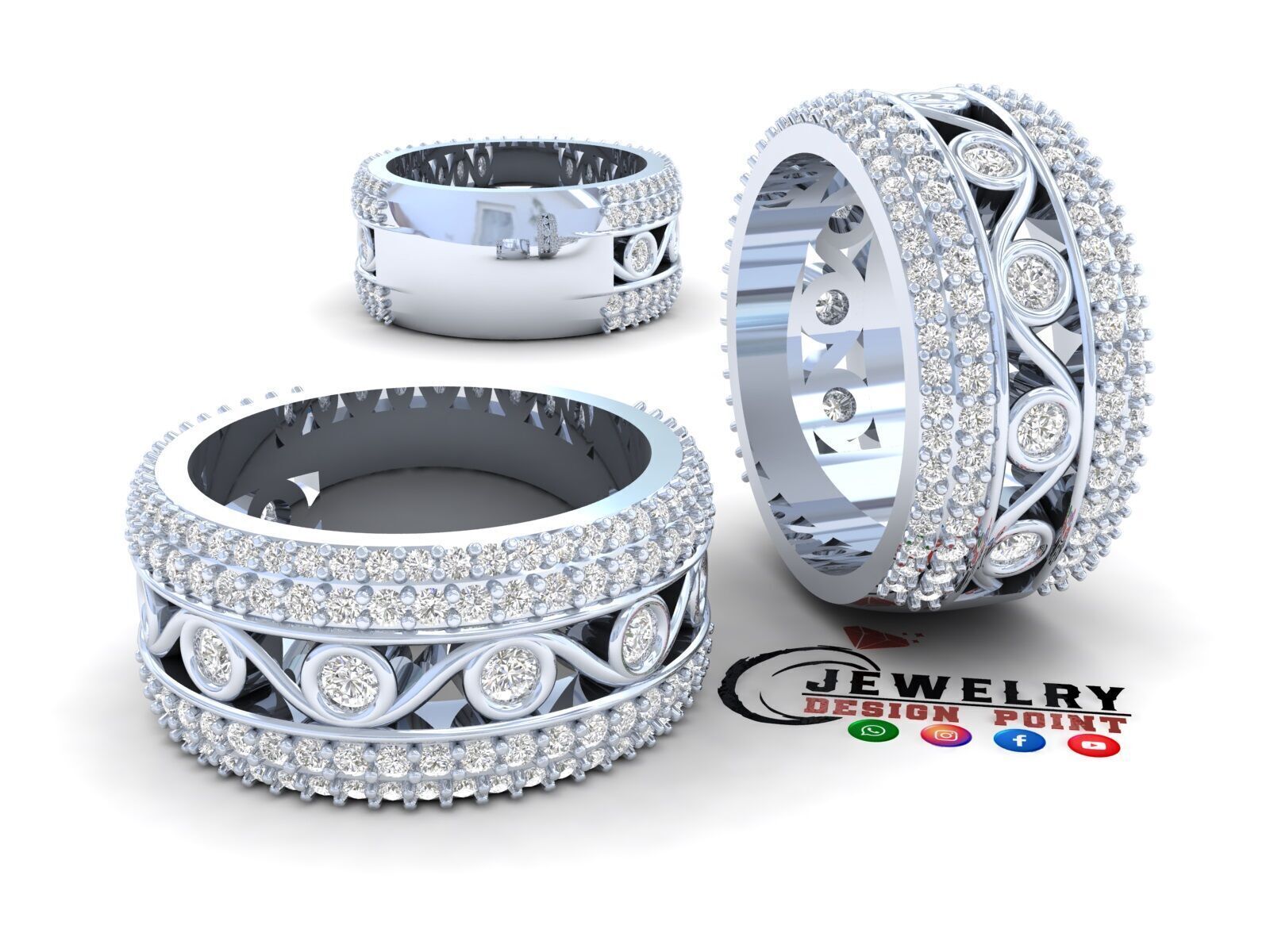 Custom Bling Besel Setting Diamond Ring - Eternity ring 3D print model_3