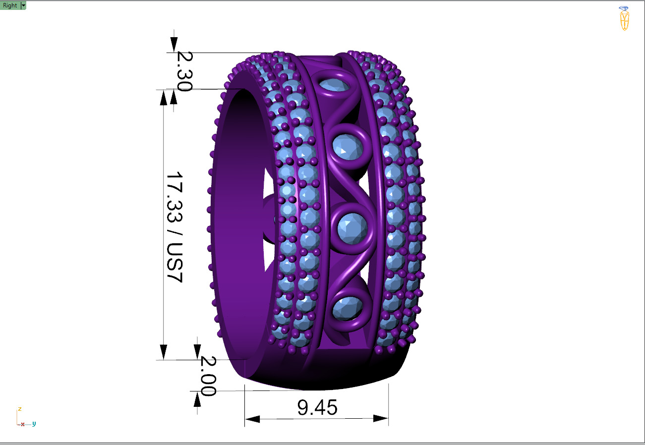 Custom Bling Besel Setting Diamond Ring - Eternity ring 3D print model_8