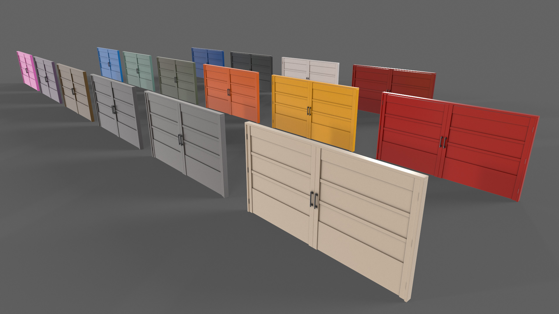 PBR Metal Gate D2 Low-poly 3D model_6