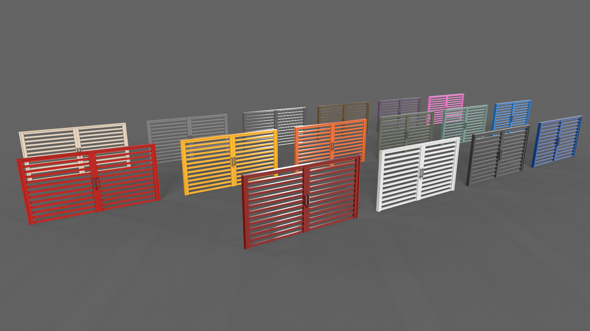 PBR Metal Gate D4 Low-poly 3D model_4