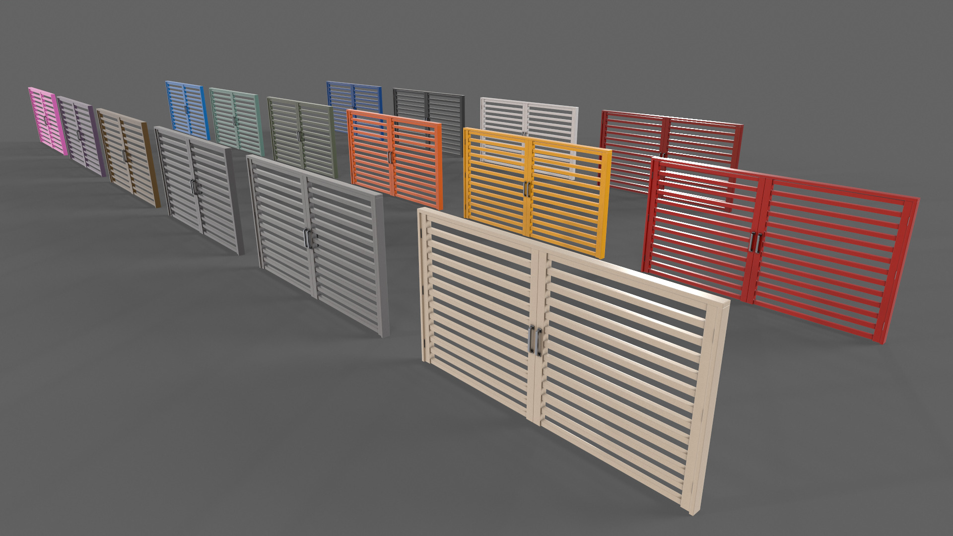 PBR Metal Gate D4 Low-poly 3D model_6