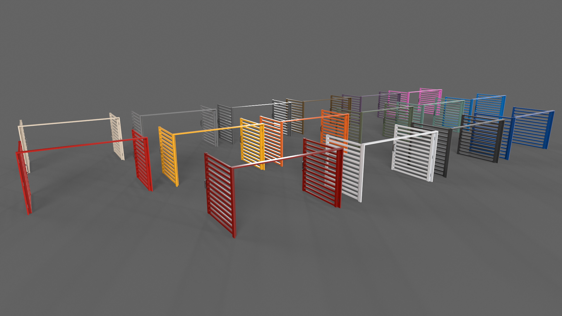 PBR Metal Gate D4 Low-poly 3D model_5