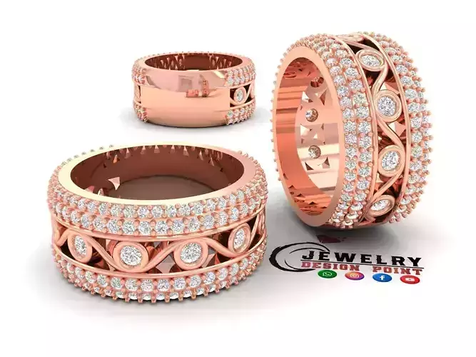 Custom Bling Besel Setting Diamond Ring - Eternity ring