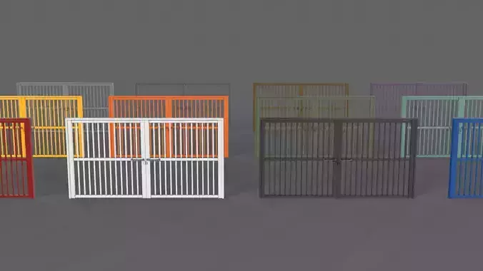 PBR Metal Gate D6 Low-poly 3D model