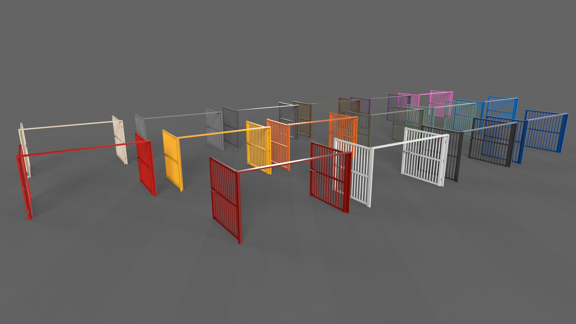 PBR Metal Gate D6 Low-poly 3D model_5