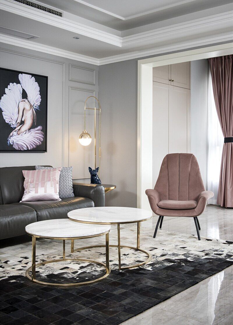 Gold Finish Large Floor Lamp 3D model_1