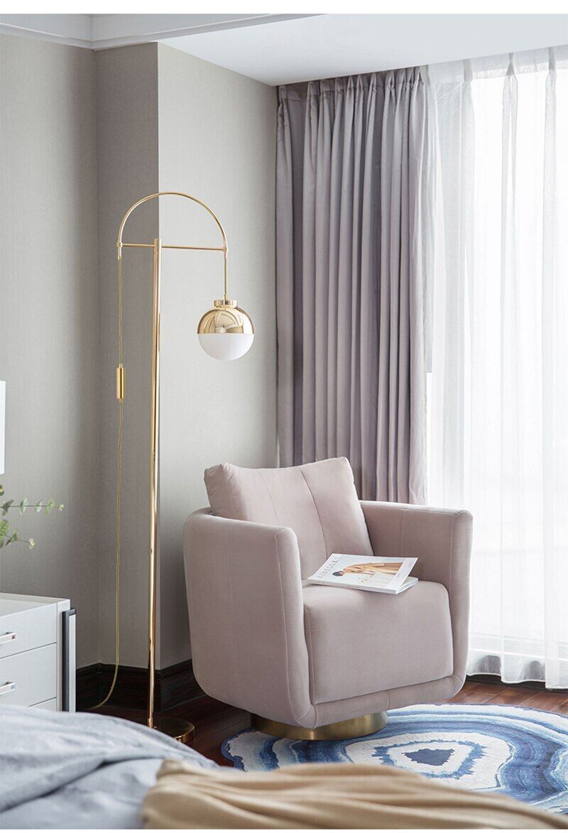 Gold Finish Large Floor Lamp 3D model_5