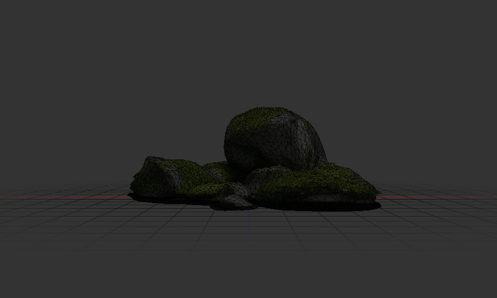 Algae covered rocks  in a stream 3D model_3