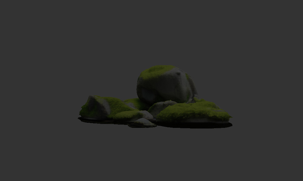 Algae covered rocks  in a stream 3D model_2