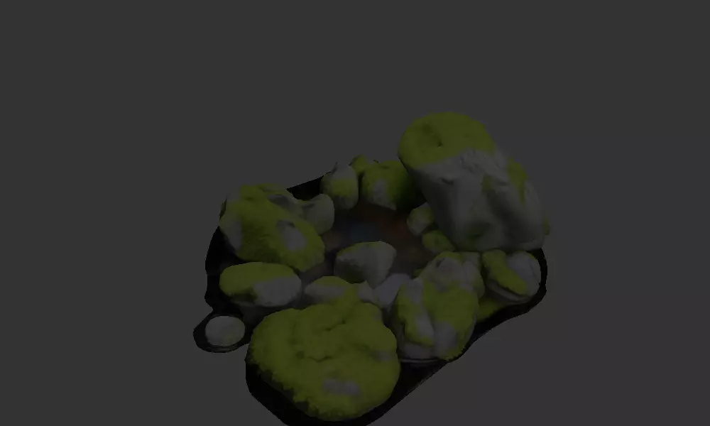 Algae covered rocks  in a stream 3D model_0