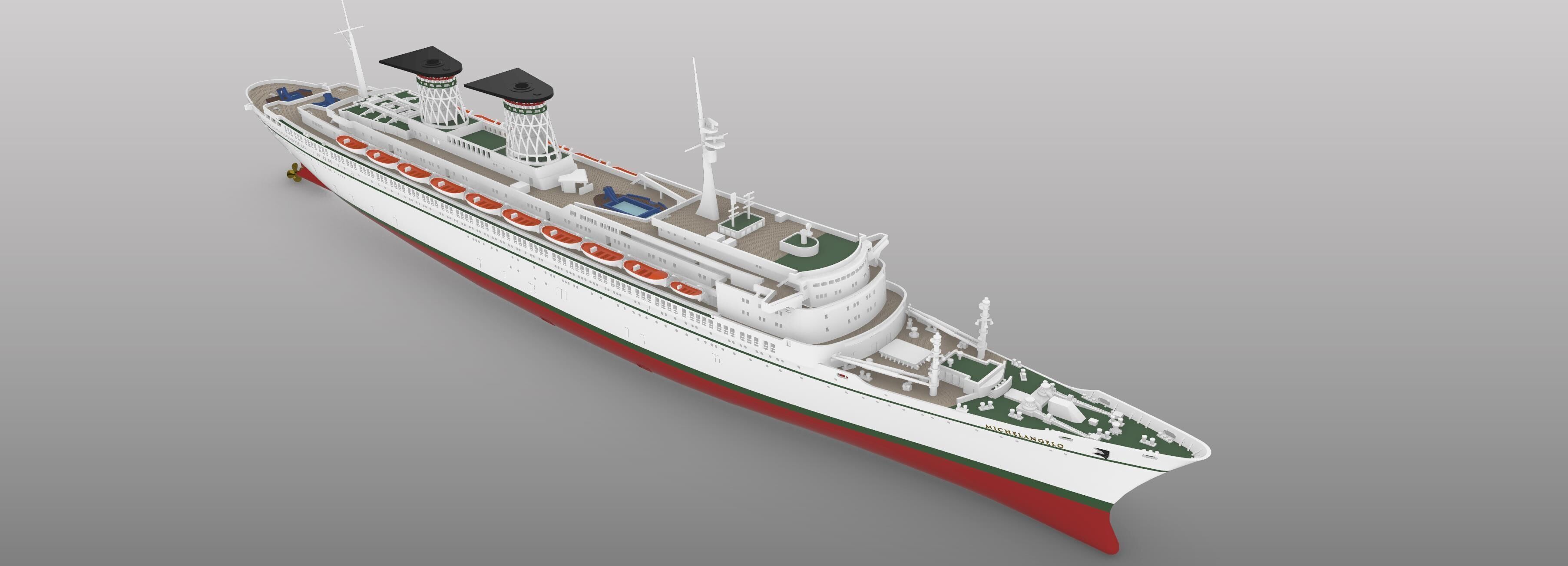 SS MICHELANGELO Italian ocean liner model kit 3D print model_4