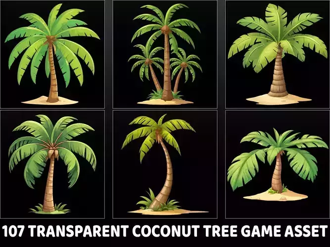 107 Transparent Fantasy Coconut Tree Game Asset Texture
