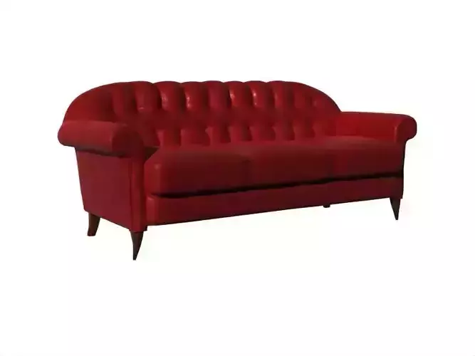 Red Leather Art Deco Sofa