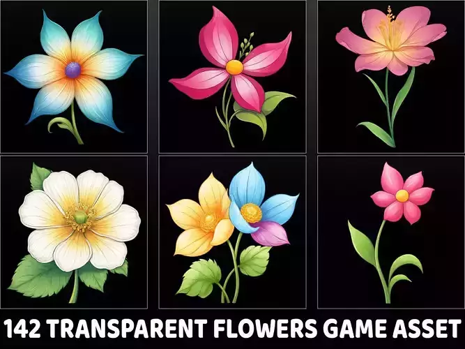142 Transparent Flowers Game Asset