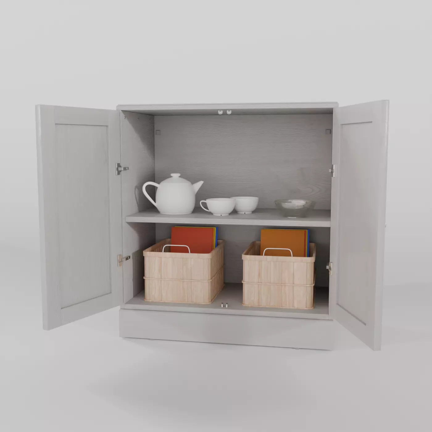 Modern Kitchen Cabinet with Props - Free 3D Model Free low-poly 3D model