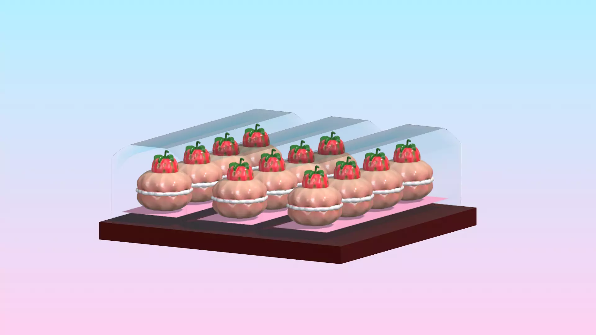 Cupcakes in box glass 3D print model