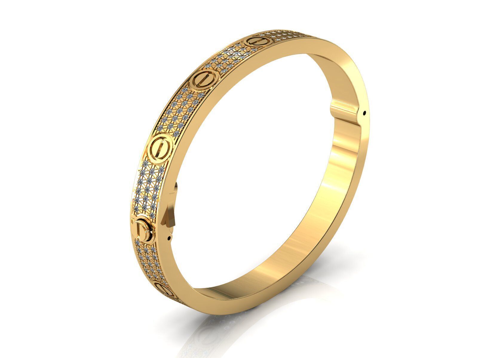 Love C Bracelet Pave 18 cm Size 3D print model_7