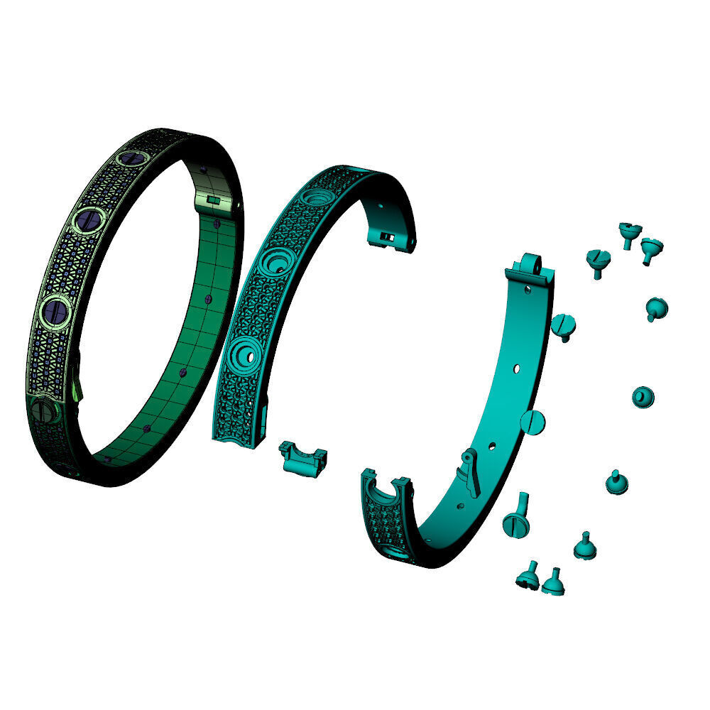 Love C Bracelet Pave 18 cm Size 3D print model_13