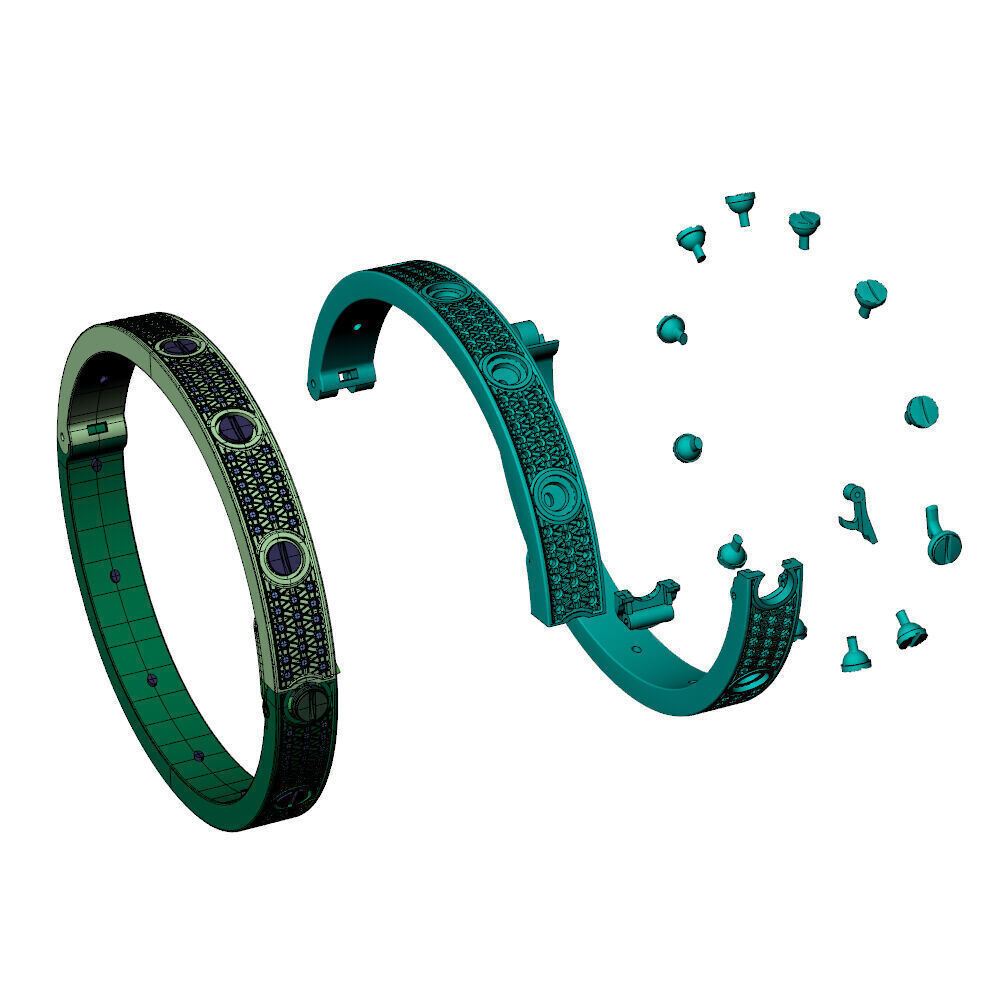 Love C Bracelet Pave 18 cm Size 3D print model_15