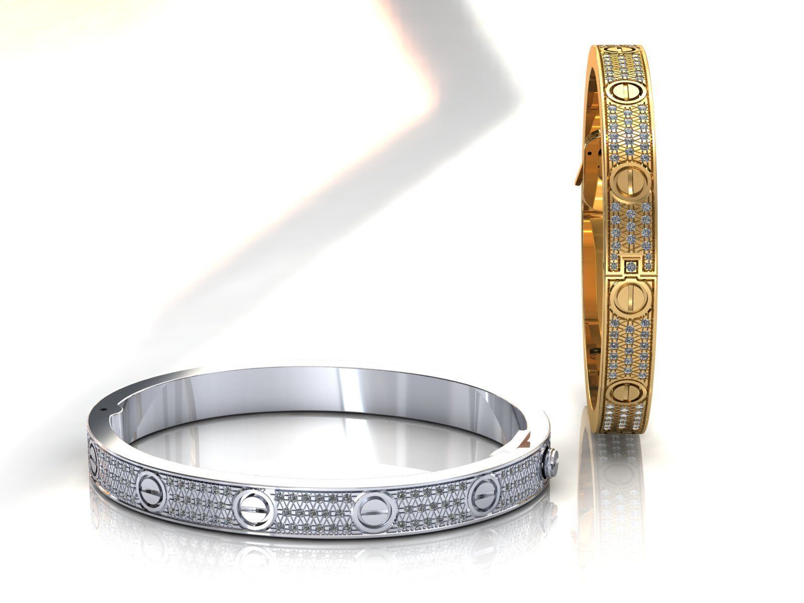 Love C Bracelet Pave 18 cm Size 3D print model_2