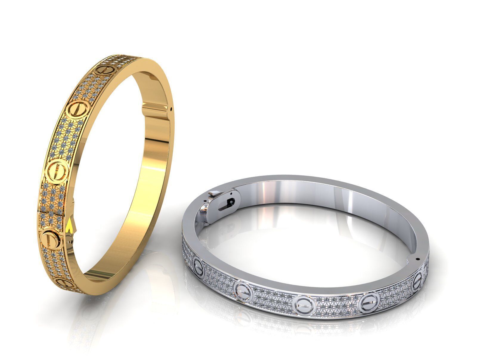 Love C Bracelet Pave 18 cm Size 3D print model_6