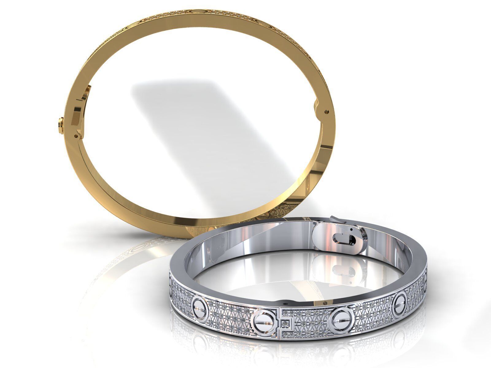 Love C Bracelet Pave 18 cm Size 3D print model_1