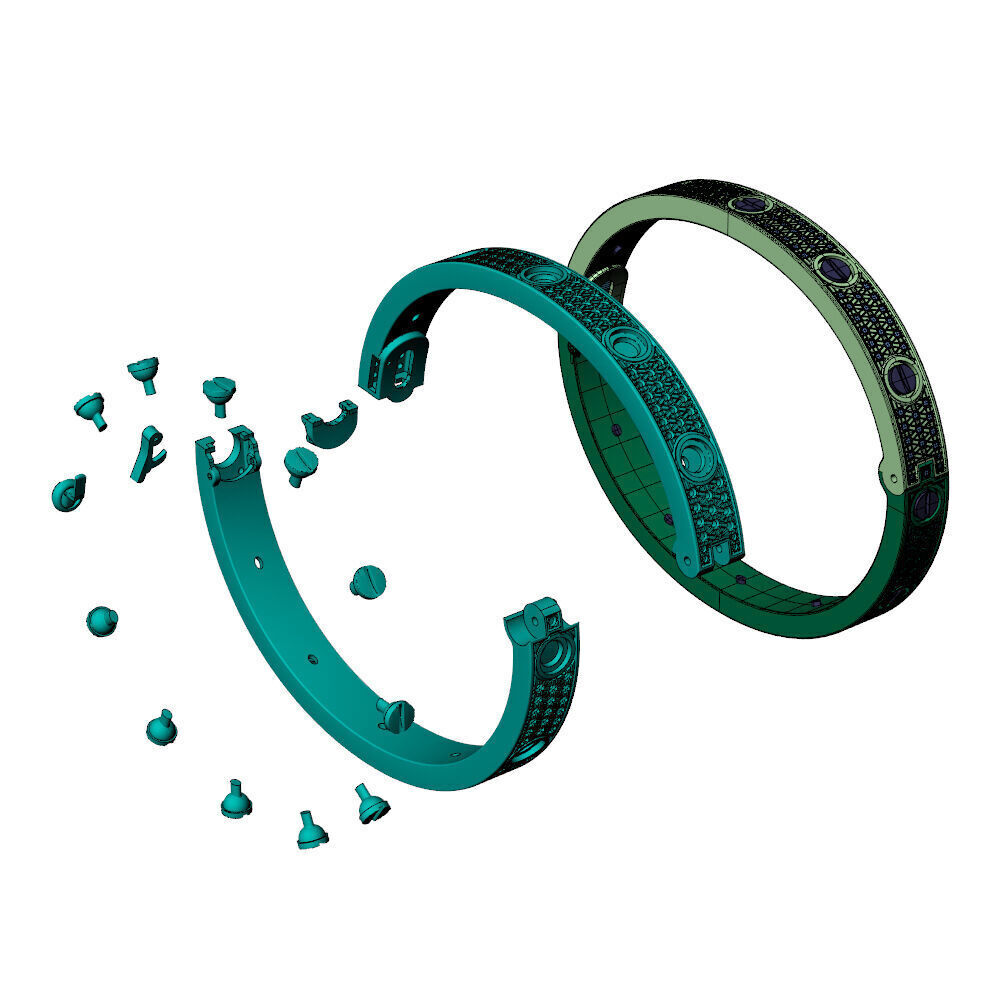 Love C Bracelet Pave 18 cm Size 3D print model_11