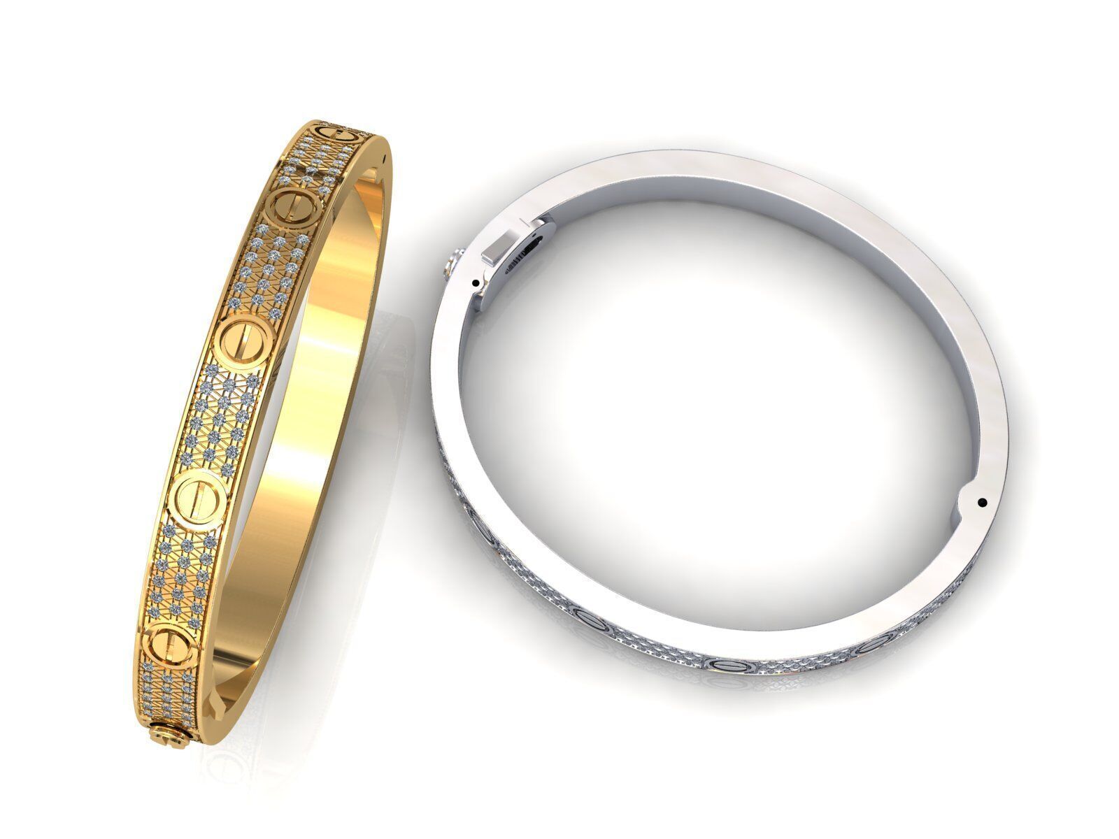 Love C Bracelet Pave 18 cm Size 3D print model_5