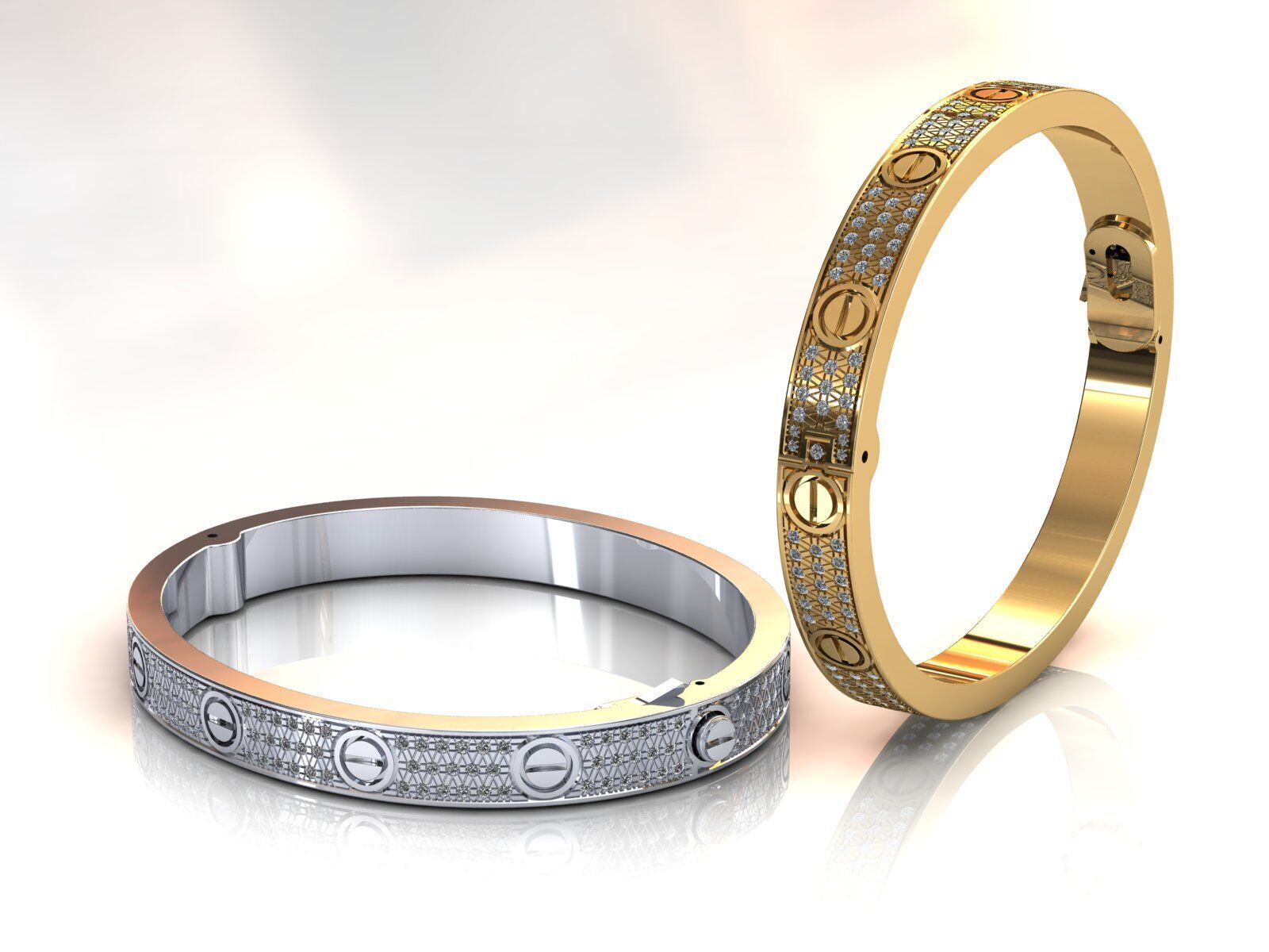 Love C Bracelet Pave 18 cm Size 3D print model_4