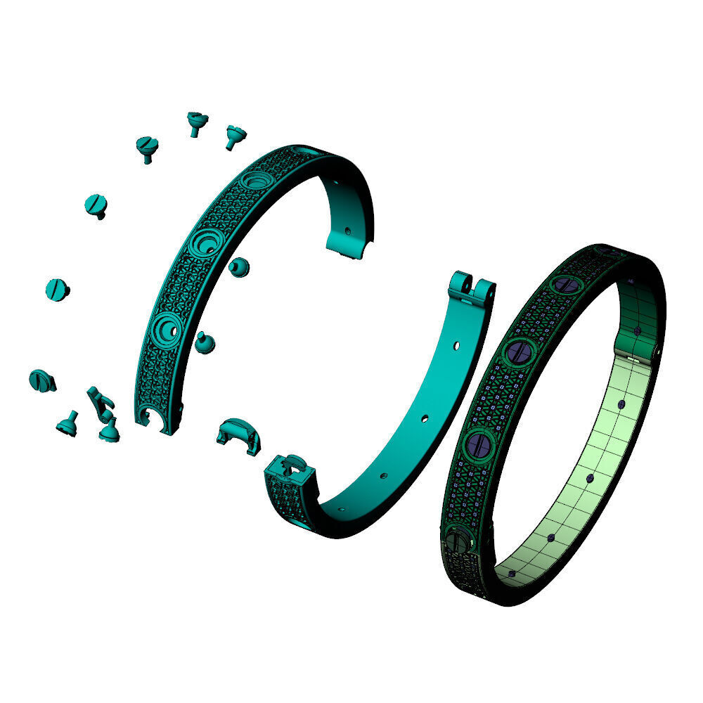 Love C Bracelet Pave 18 cm Size 3D print model_17