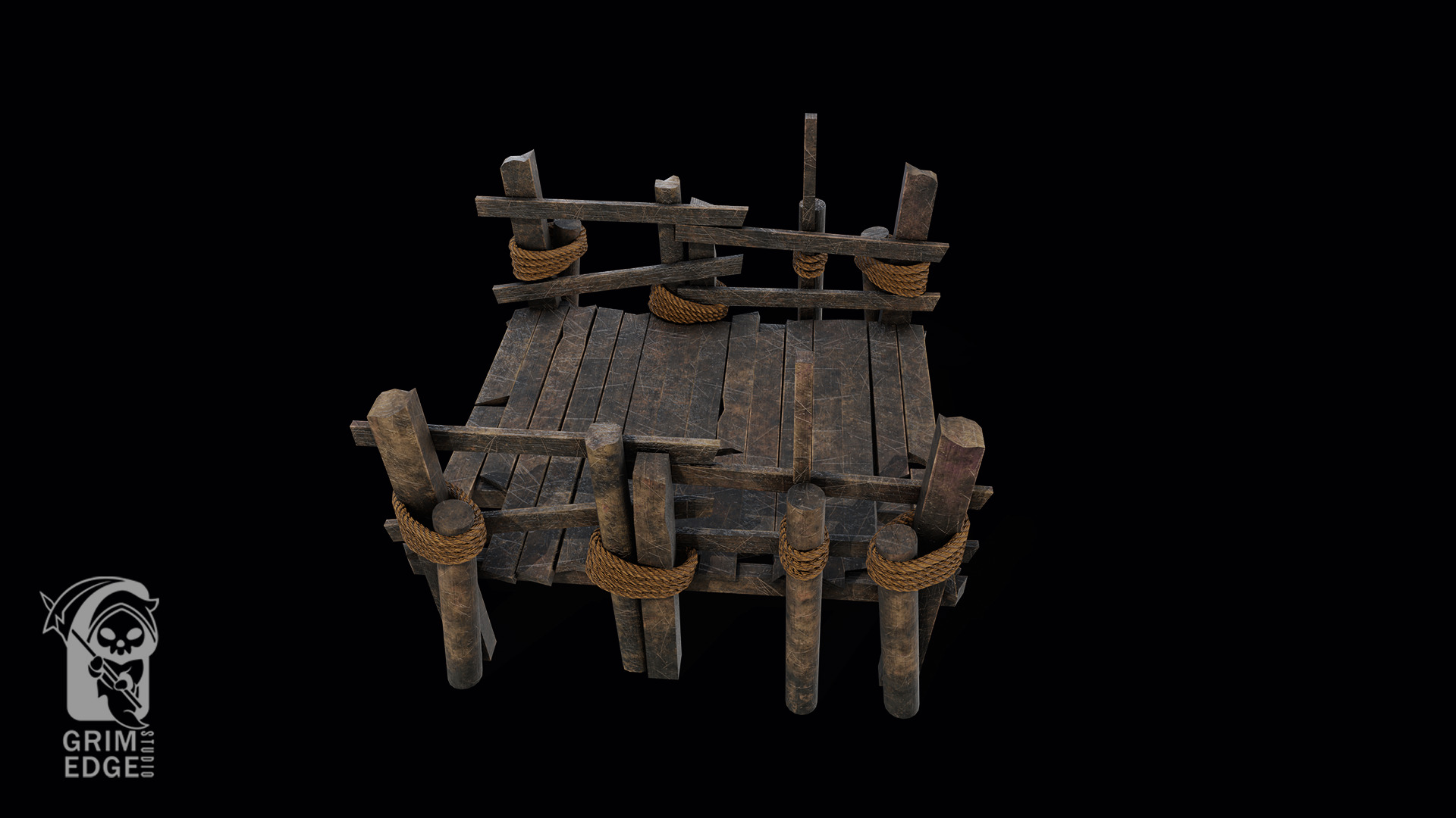 Wooden bridge Low-poly 3D model_2