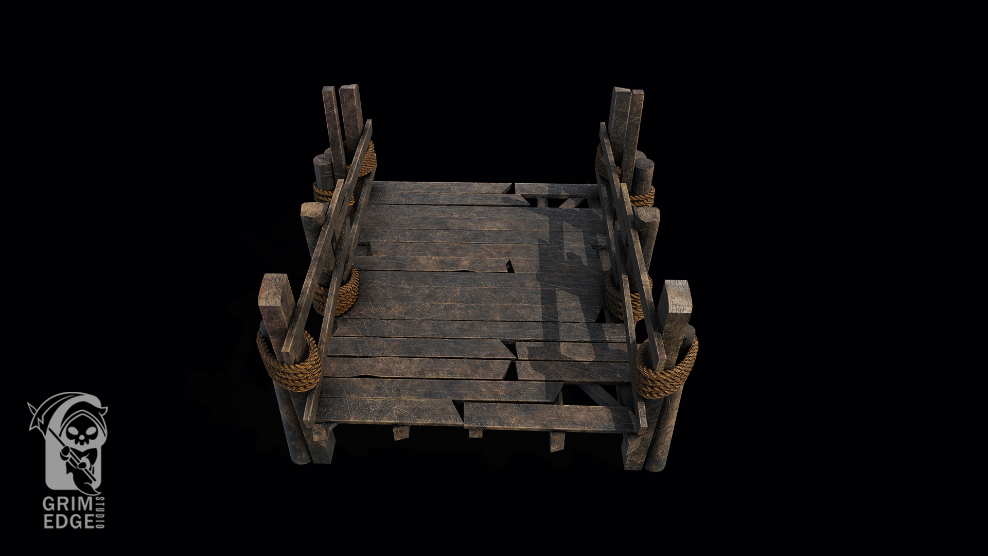 Wooden bridge Low-poly 3D model_3