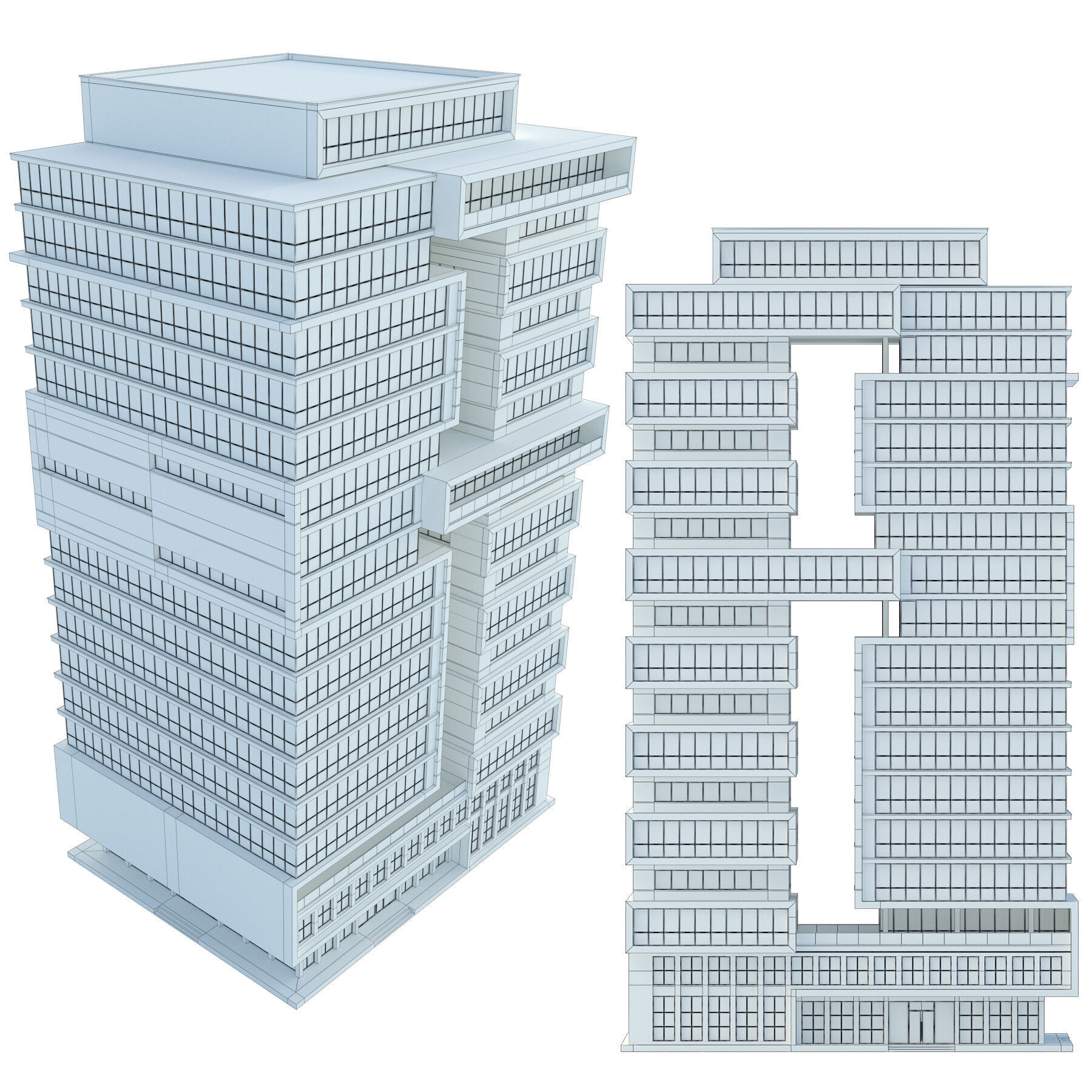 High-rise office building No8 Low-poly 3D model_14