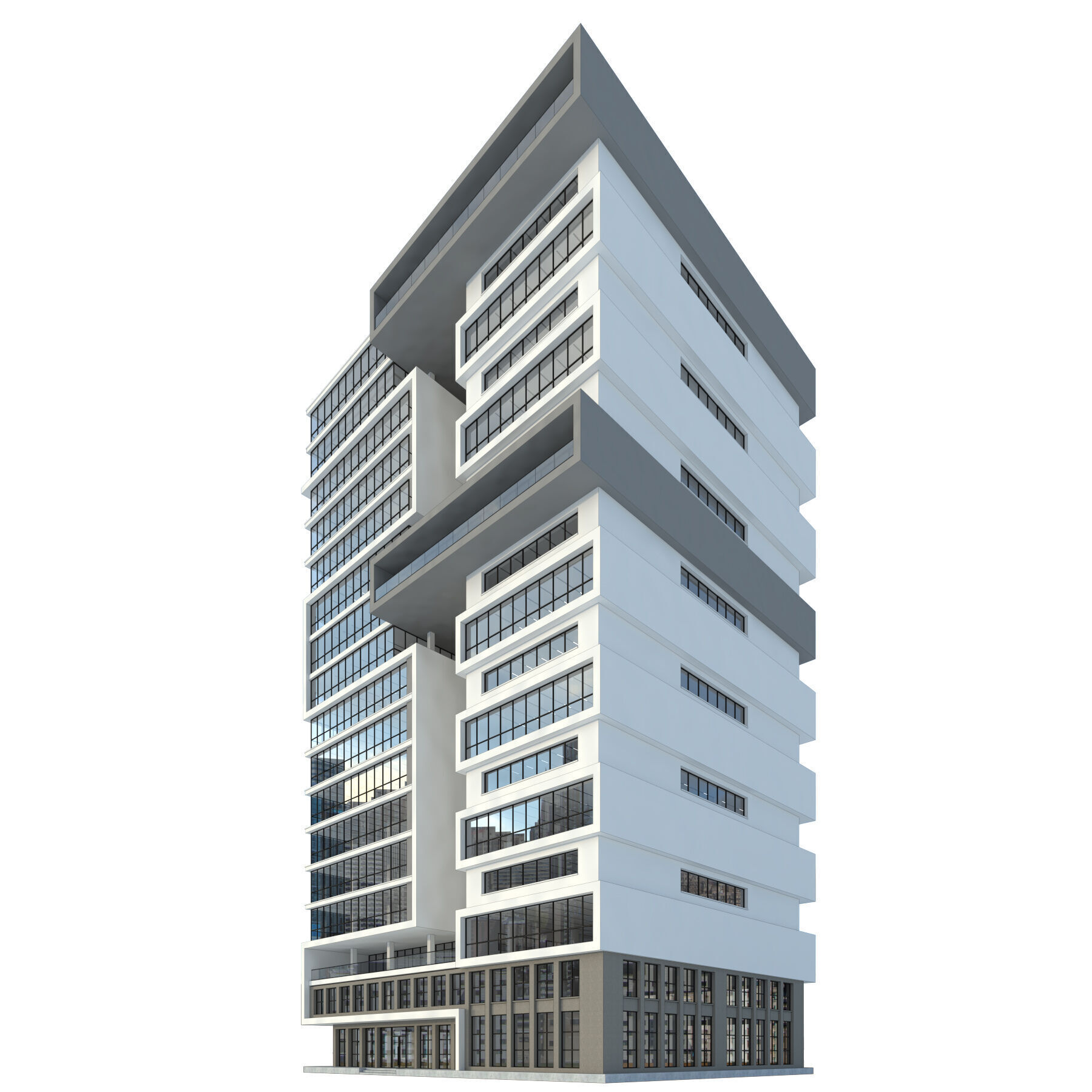 High-rise office building No8 Low-poly 3D model_7