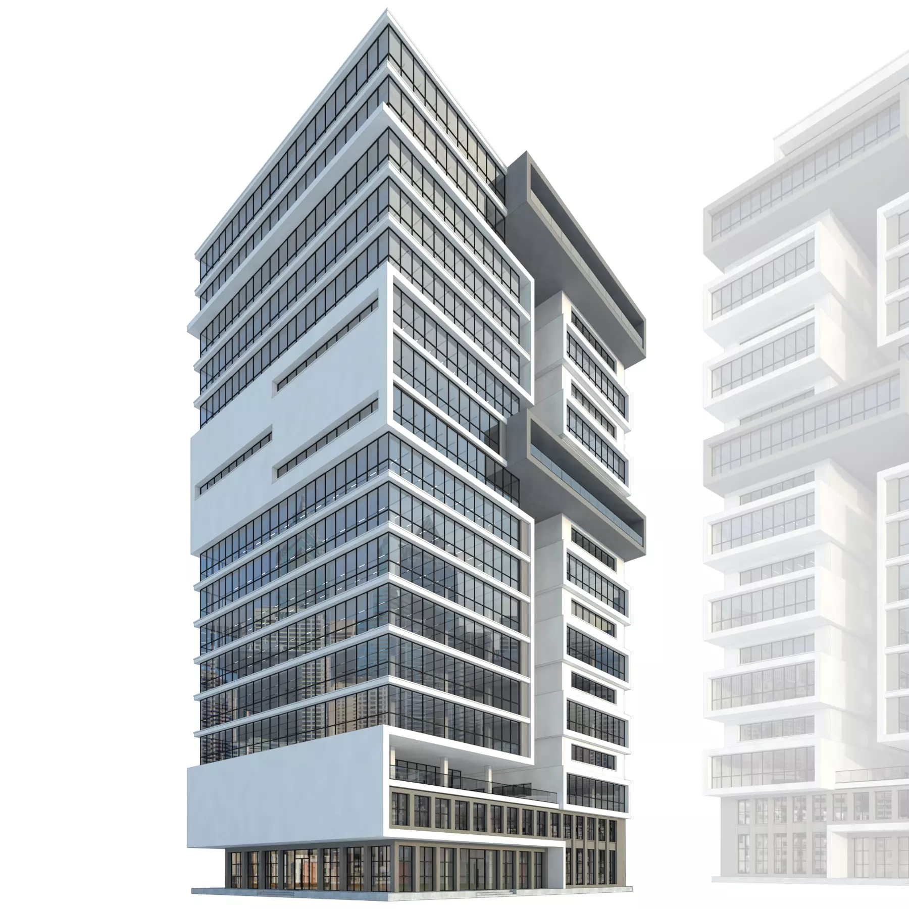 High-rise office building No8 Low-poly 3D model_0