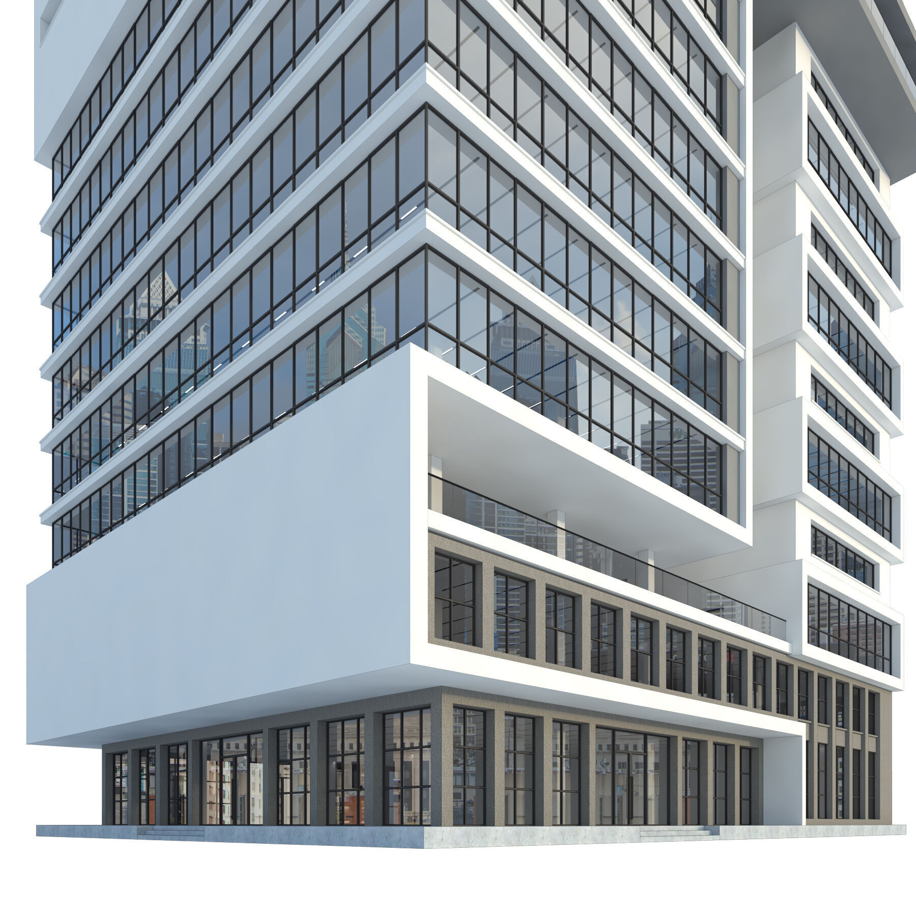High-rise office building No8 Low-poly 3D model_5
