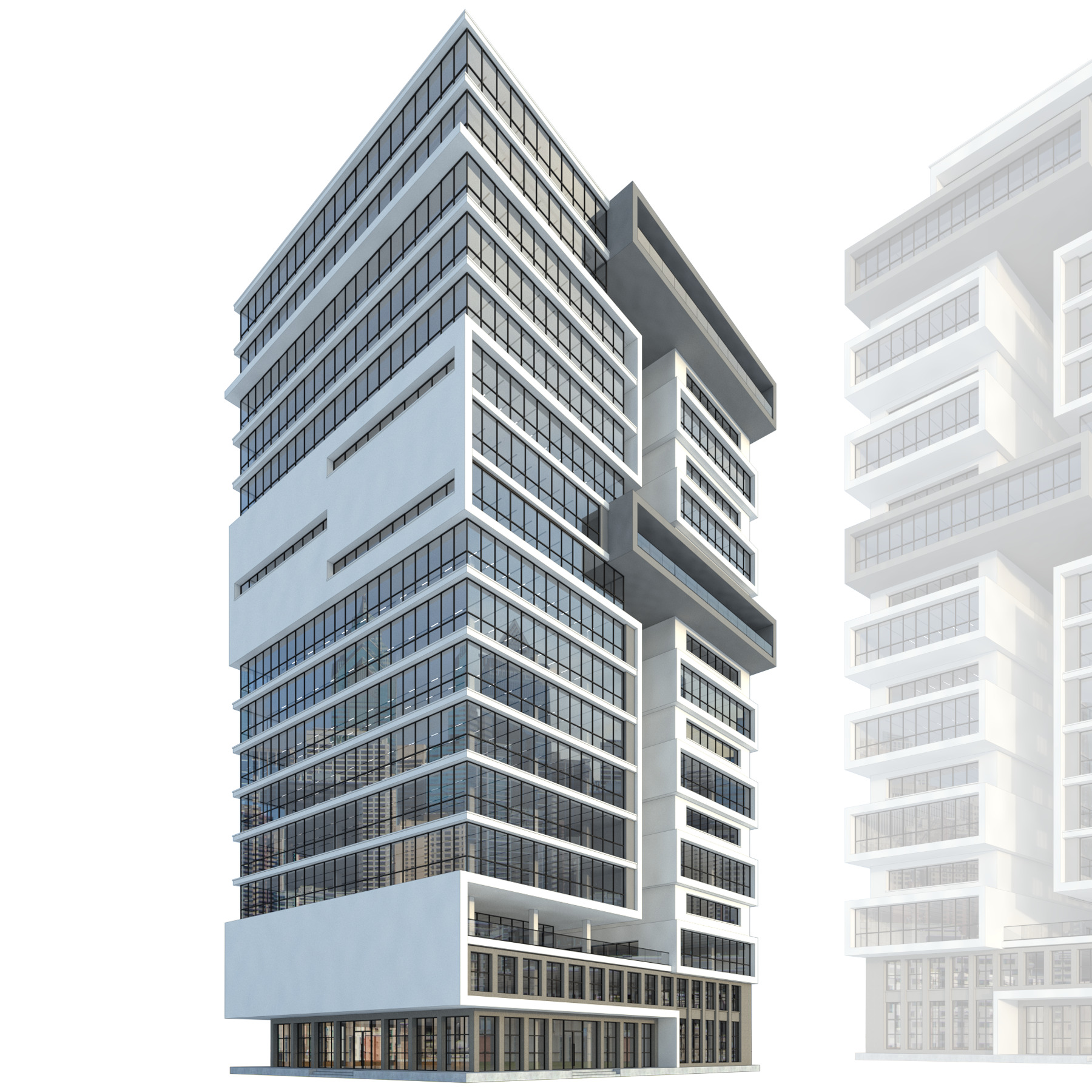 High-rise office building No8 Low-poly 3D model_22