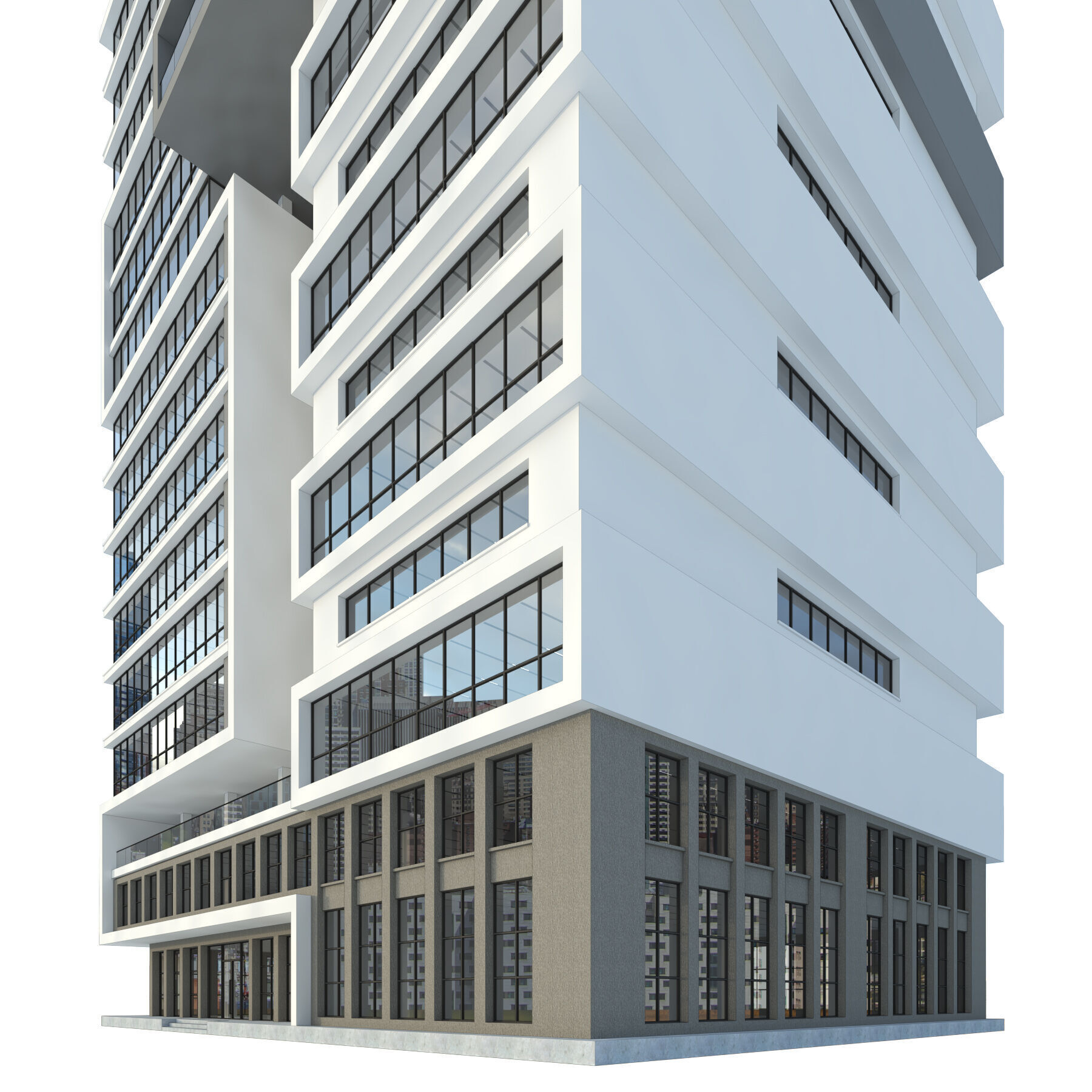 High-rise office building No8 Low-poly 3D model_4