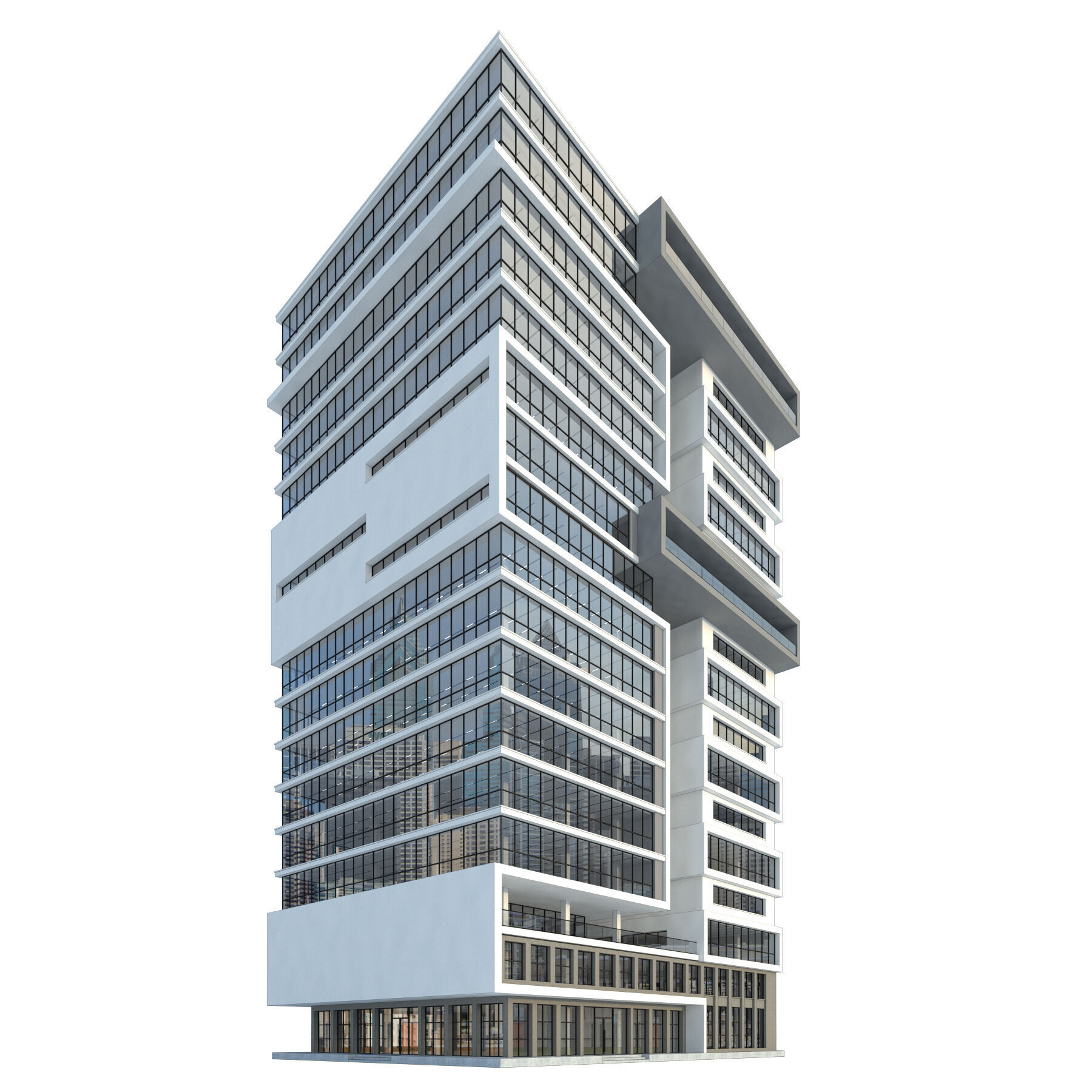 High-rise office building No8 Low-poly 3D model_8
