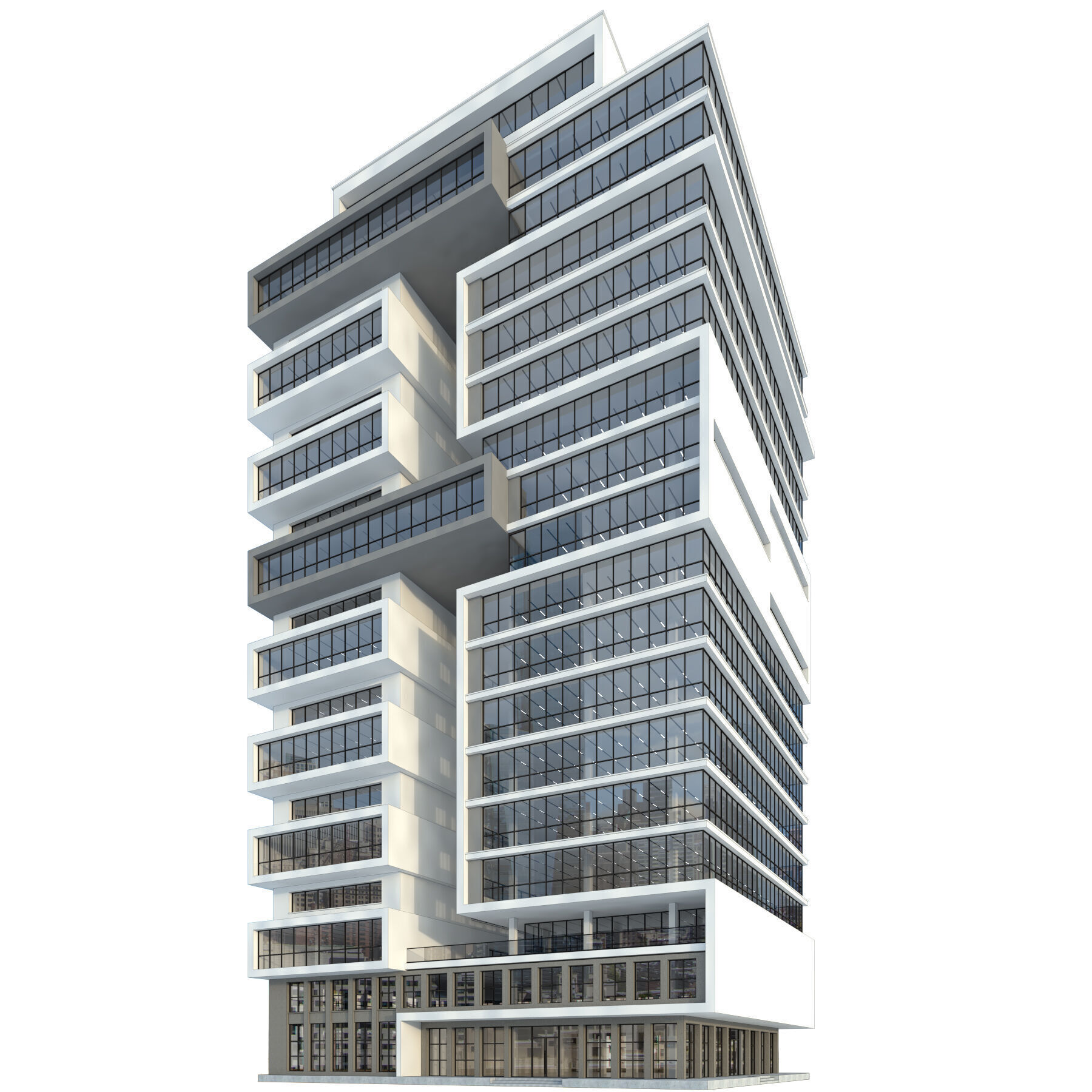 High-rise office building No8 Low-poly 3D model_2